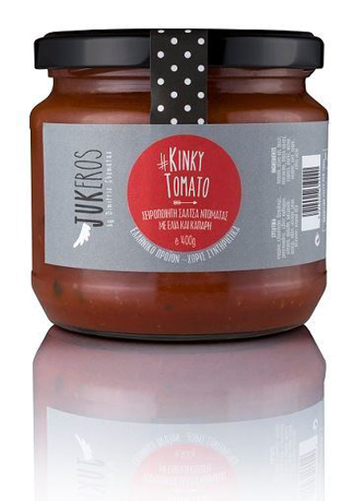 Jukeros "KINKY TOMATO" Χειροποίητη Σάλτσα Ντομάτας με Ελιά και Κάπαρη 400gr